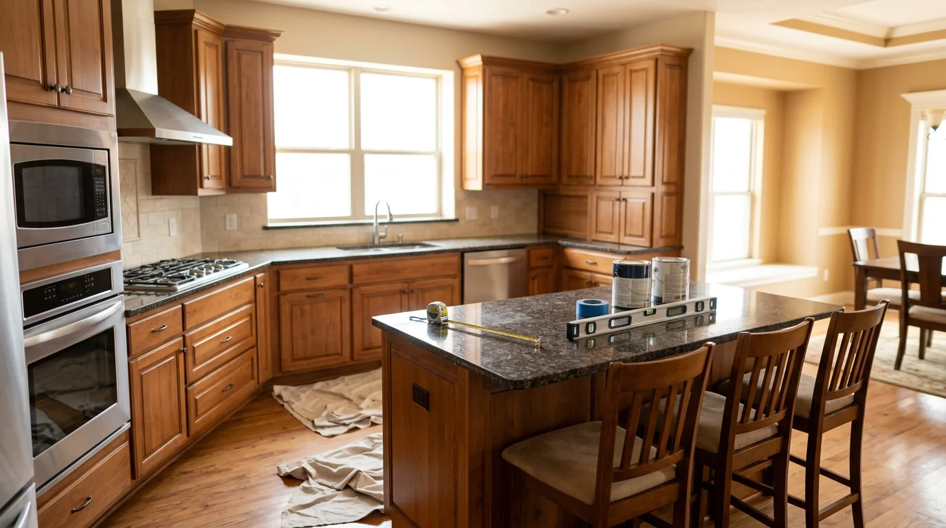 Modern kitchen remodel with custom cabinets and countertops