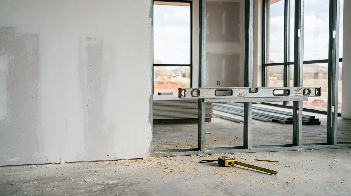 Renovated commercial office interior in Edmond, Oklahoma, showing updated walls, flooring, and an open workspace layout. Work completed by Vincent Dream Homes LLC, a general contractor serving the OKC metro.
